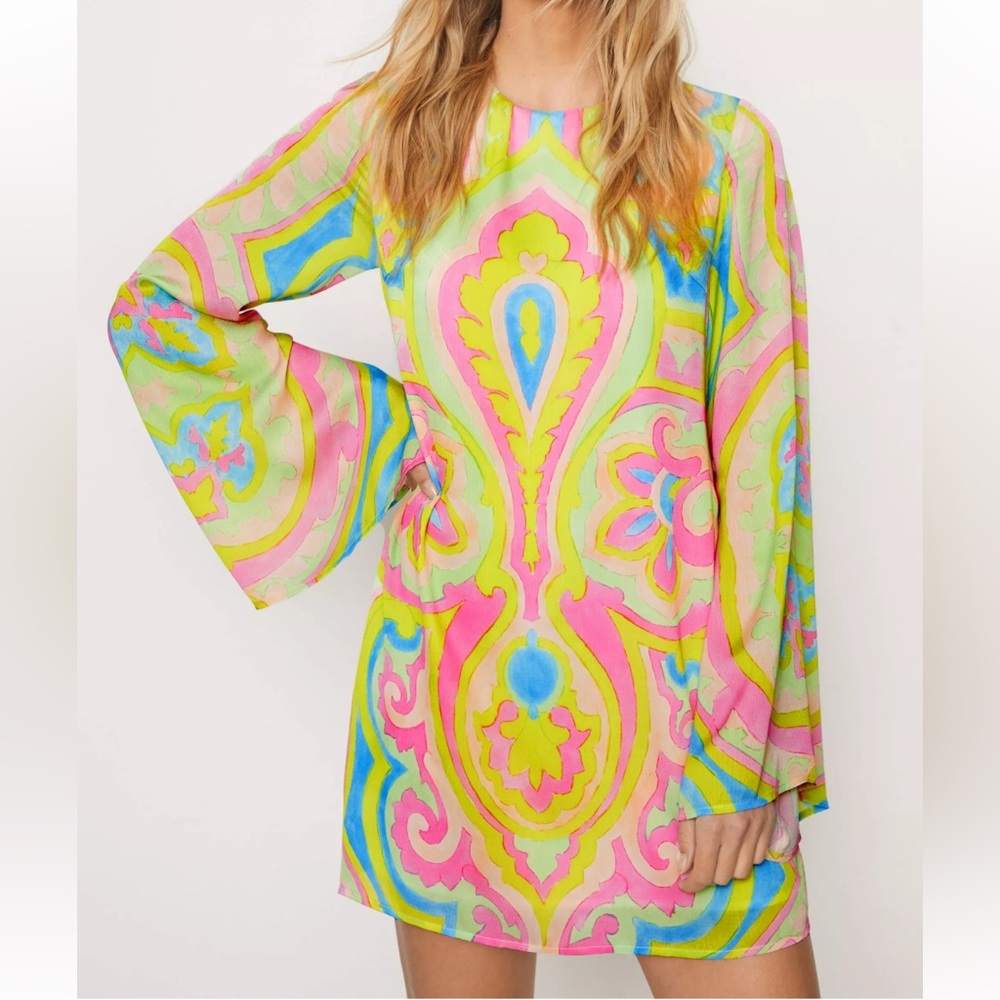 Nasty Gal Printed Textured Satin Mini Dress